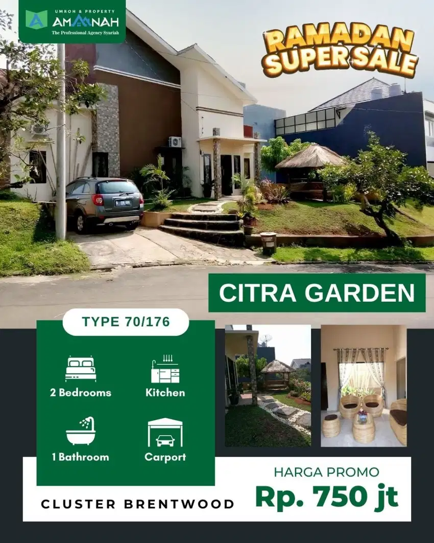 RUMAH DI JUAL MURAH CLUSTER BRENTWOOD CITRA GARDEN PROMO RAMADHAN
