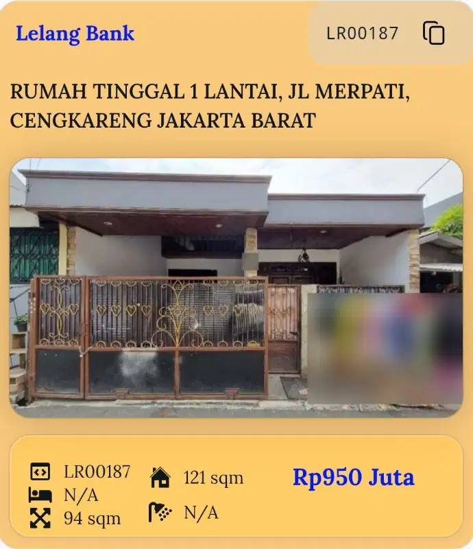 RUMAH 1 LANTAI,JL.MERPATI, CENGKARENG, JAKARTA BARAT