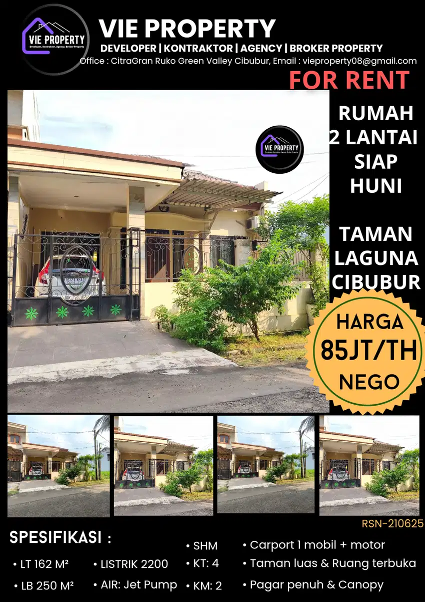 DISEWAKAN RUMAH RAPI SIAP HUNI DI TAMAN LAGUNA CIBUBUR