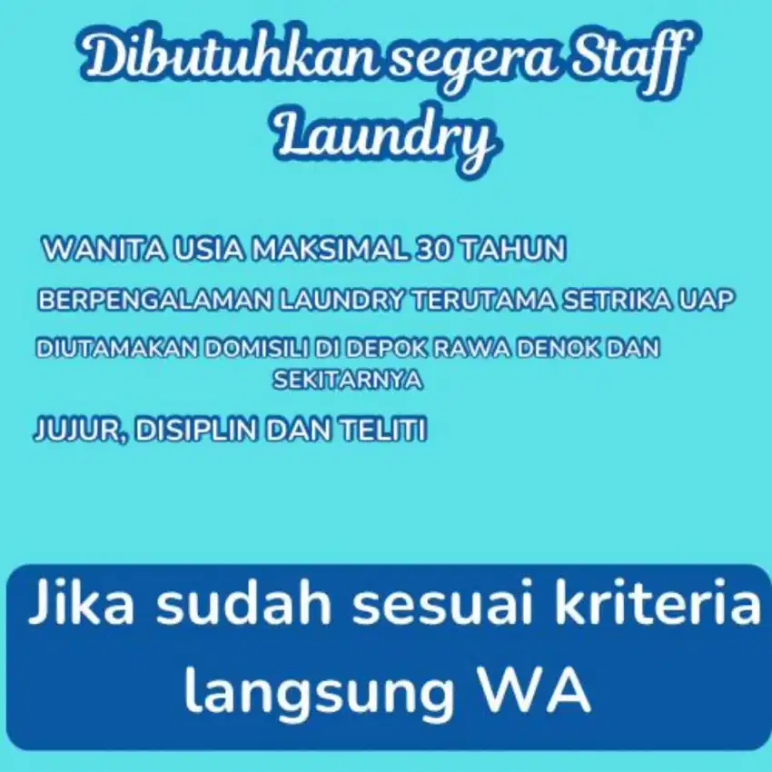 Staff Laundry untuk mencuci dan setrika