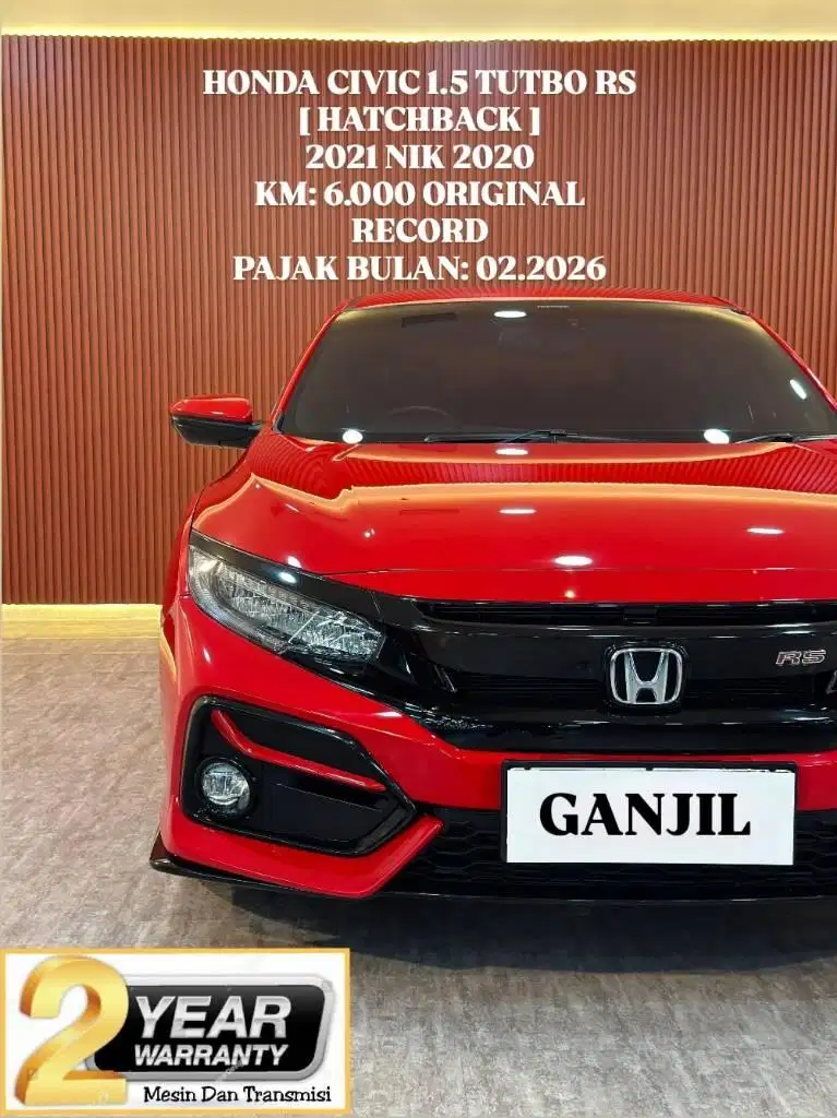 [ KM 6.000 ] HONDA CIVIC RS 1.5 TURBO HATCHBACK 2021 NIK 2020 MATIC
