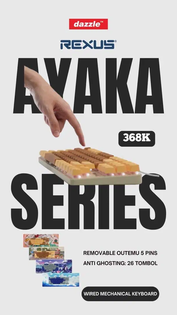 Rexus New Ayaka Series - Bundling Keyboard Gaming TKL & Mousepad