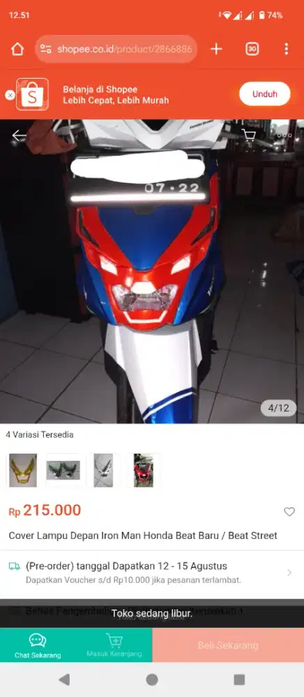 Cover lampu depan Beat esp 2017-2019