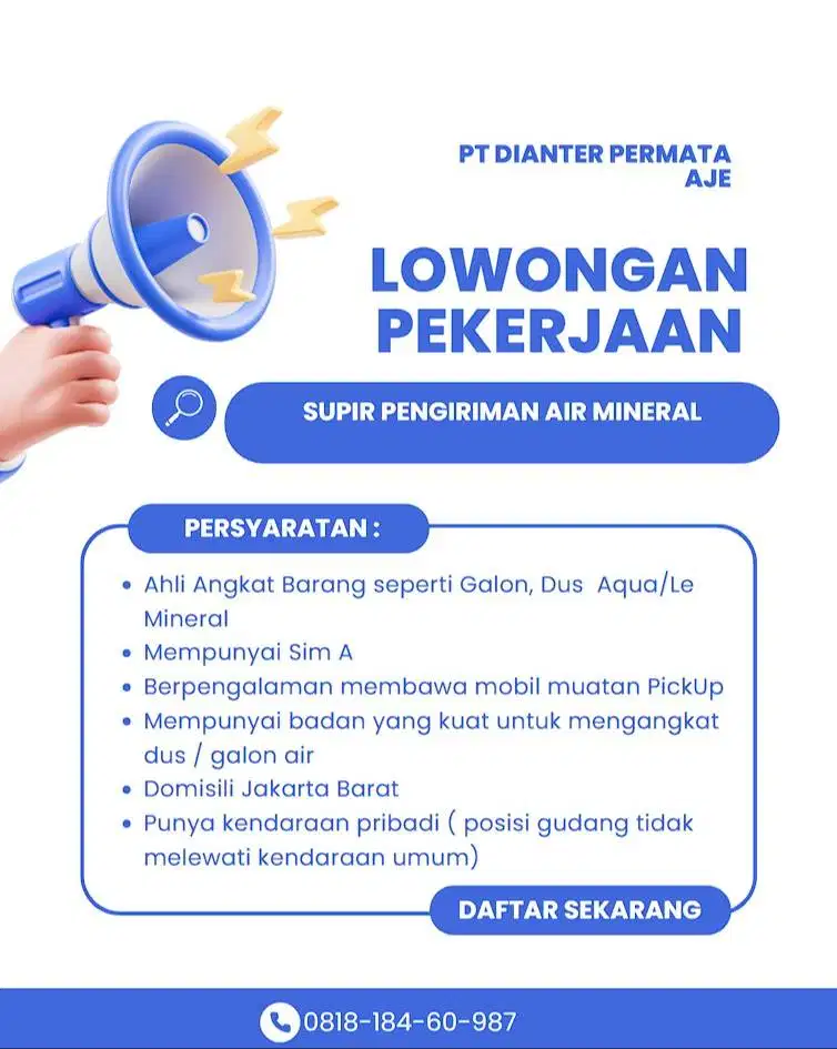 SUPIR PENGIRIMAN AIR MINERAL