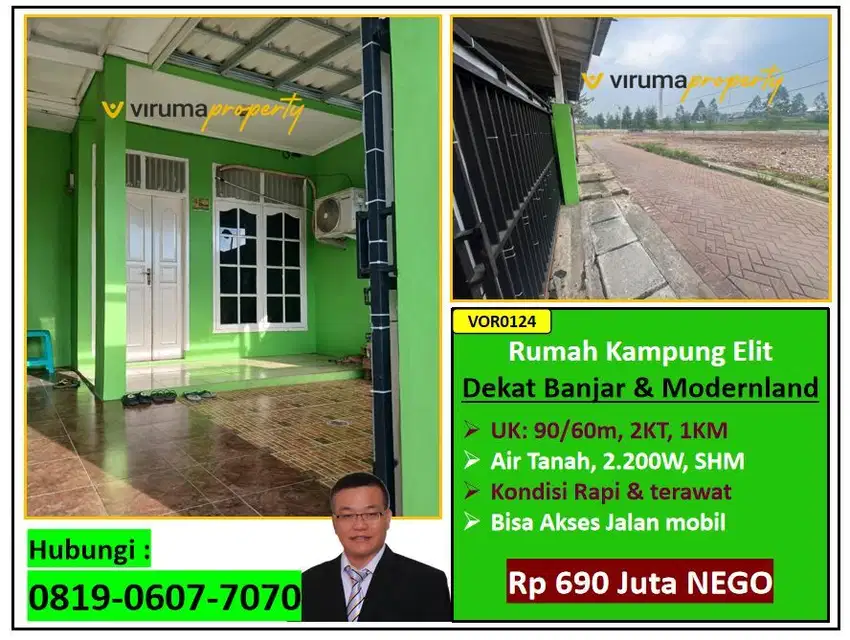 VOR0124 - Rumah Kampung Elit, Dekat Banjar & Modernland, Jarang Ada !