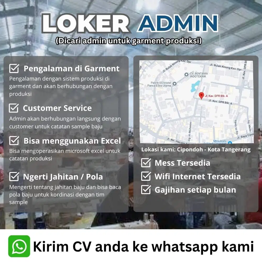 Lowongan Admin Produksi di Tangeranga