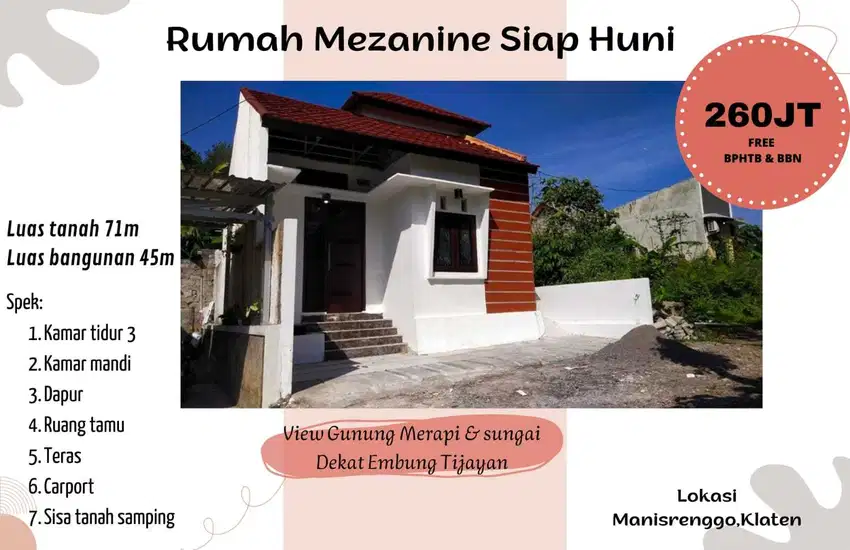 Rumah mezanine Manisrenggo siap huni