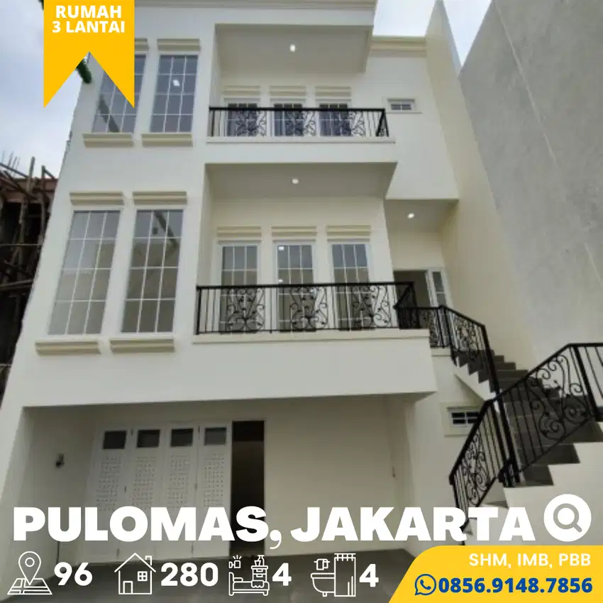 Rumah dijual Baru 3 Lantai Pulomas Jakarta Timur dekat ke Stasiun LRT