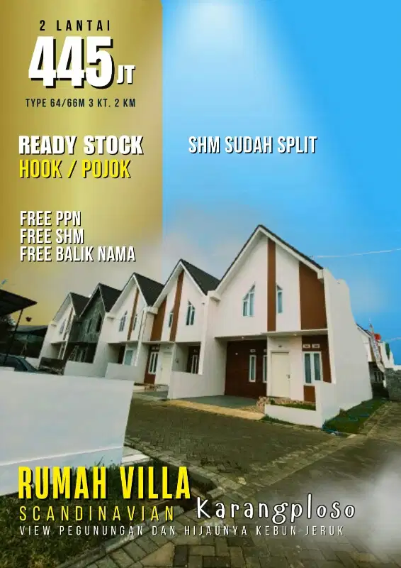 Rumah Siap Hunib2 Lantai Karangploso Malang