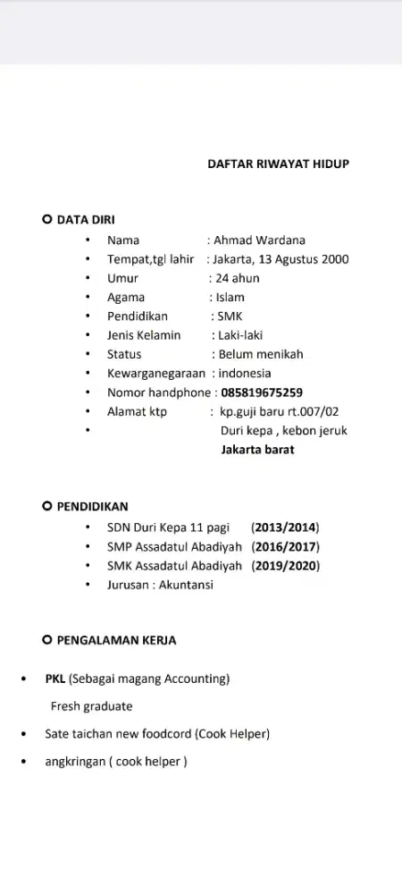 Info lowongan pekerjaan