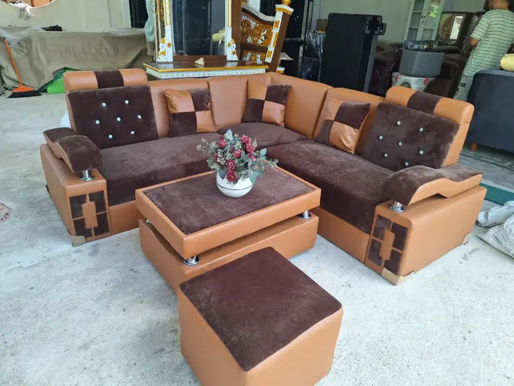 Sofa sudut minimalis + puk murah