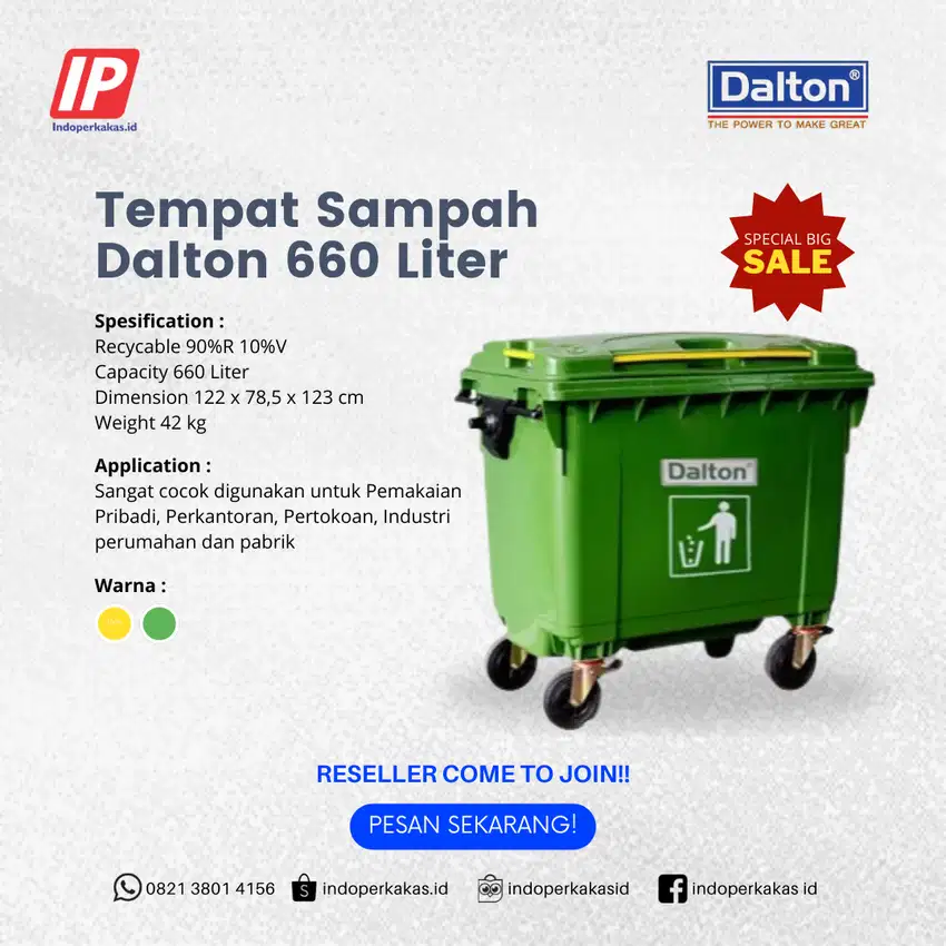 Tempat Sampah 660 Liter Dalton Tong Plastik HDPE Jumbo Bebas Kirim