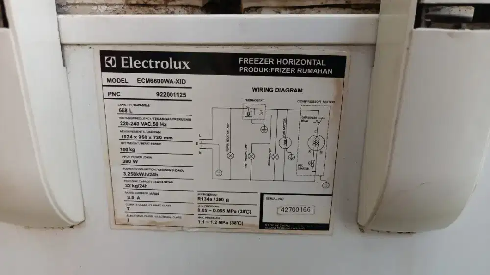 FREEZER BOX Electrolux 668L 2 Pintu
