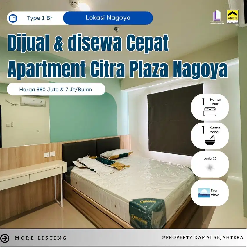 Dijual atau sewa Apartment One bedroom citra plaza nagoya