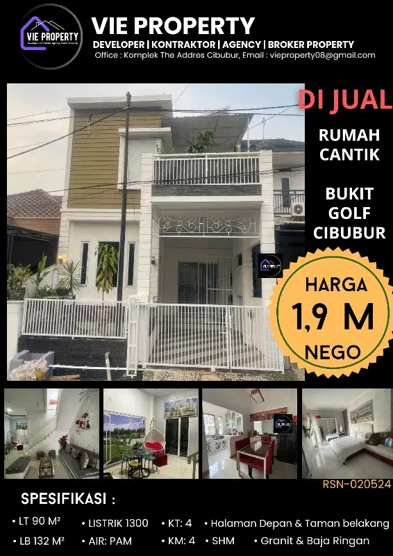 DIJUAL MURAH RUMAH RAPI CANTIK di Bukit Golf Cibubur
