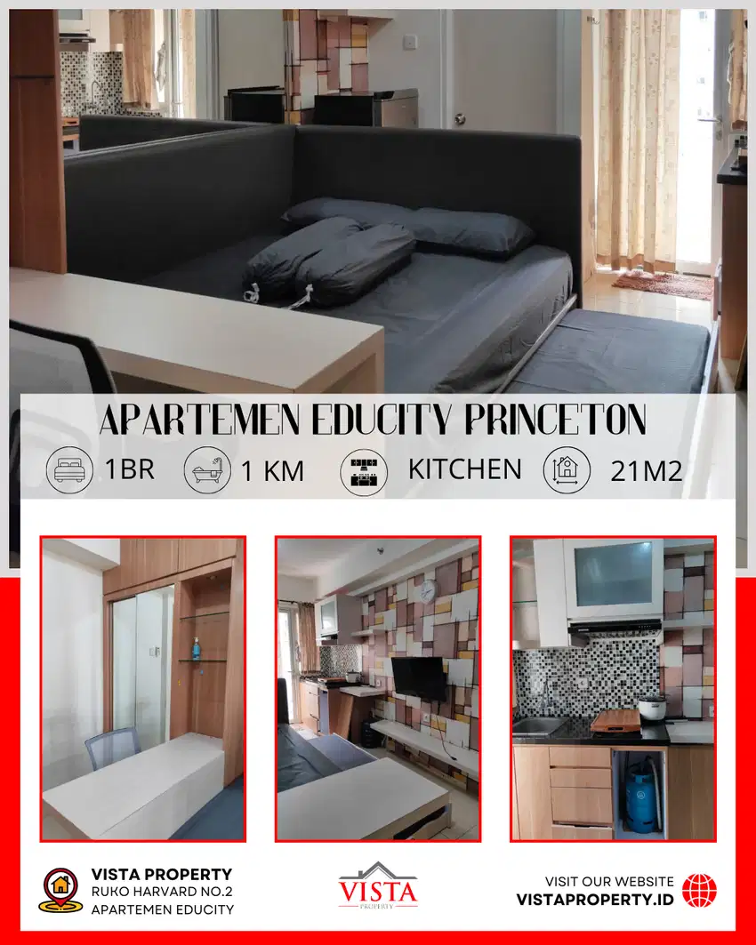Sewa Tahunan Apartemen Educity Princeton Type Studio by Vista Property