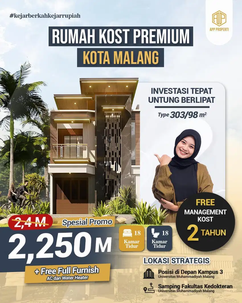 Rumah Kos Premium 18 Kamar Depan Kampus UMM Kota Malang