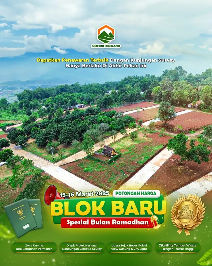 Jual kavling villa siap bangun 500rb permeter di puncak 2 Bogor timur