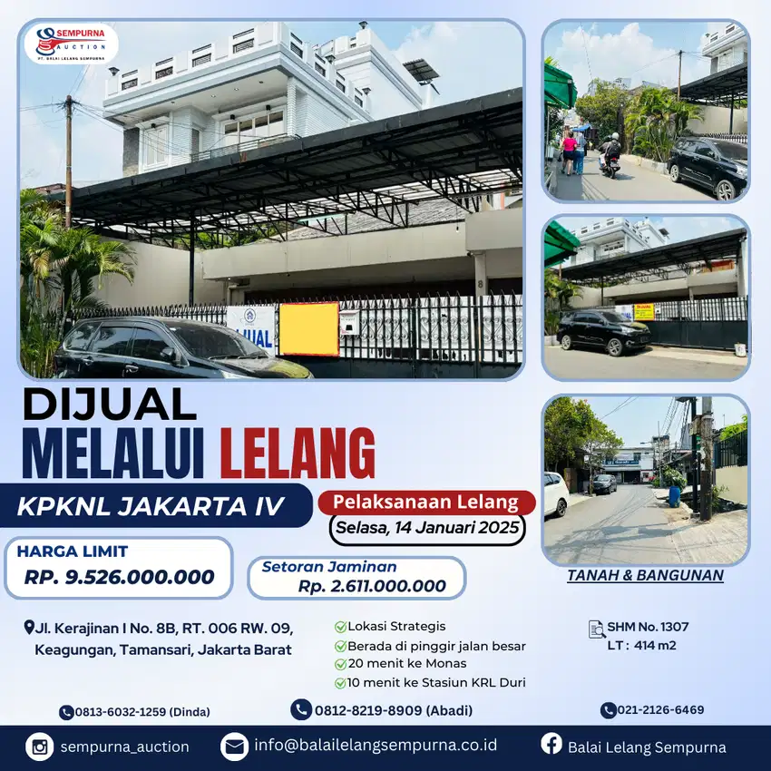 Di Jual Melalui Lelang RT Di Kota Jakarta