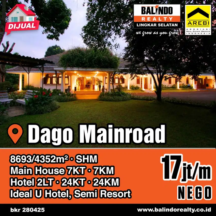 Hotel Aktif Dago Bandung, Mainroad, SHM, Termurah, Harga DiBawah Pasar