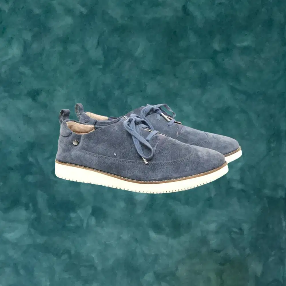 Hush Puppies Women Chowchow WT Oxford Blue Suede Shoes Original Second