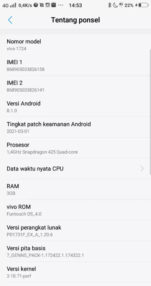 Hp vivo normal semua,minus kamera blakang off, selebihnya normal