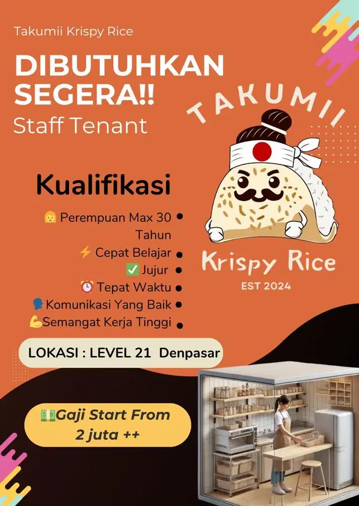 Dibutuhkan Staff Tenant