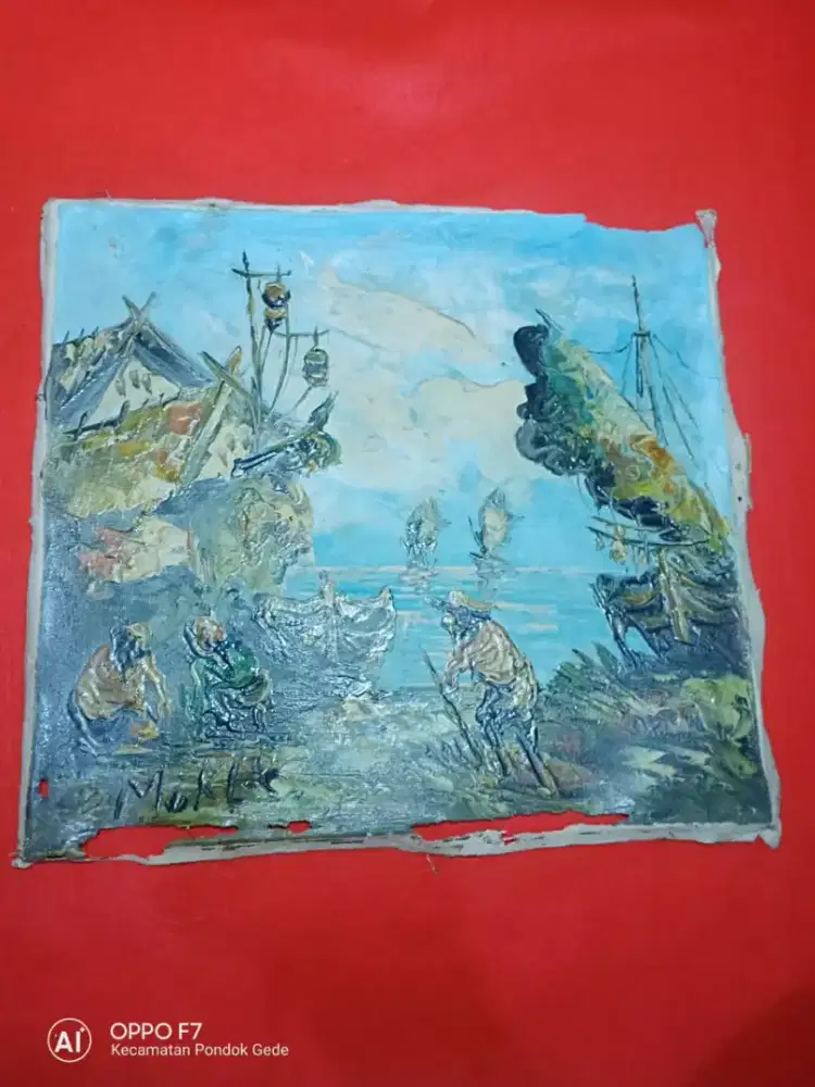 Lukisan Kanvas Lawas Palet Karya Muklis ( Tanpa Frame)