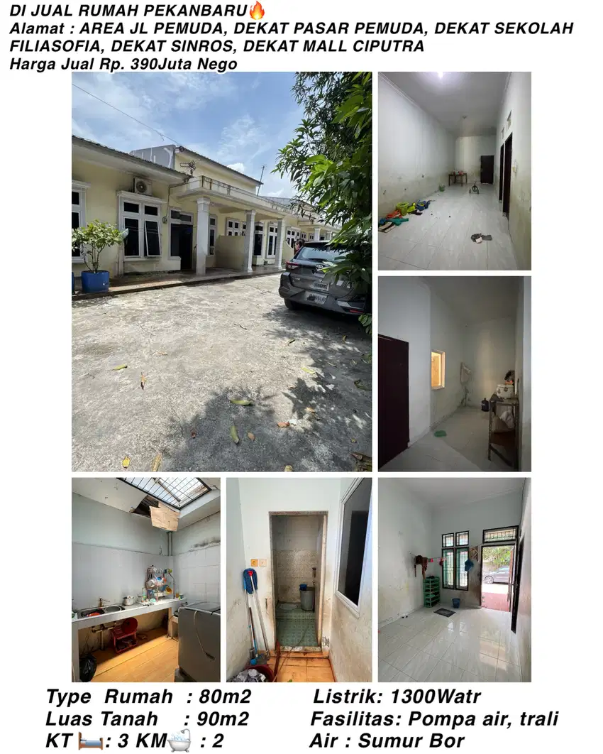 JUAL RUMAH AREA JL PEMUDA DEKAT PASAR DAN SEKOLAH SIN ROS DAN MALL CS