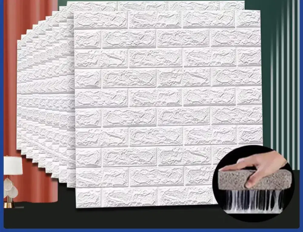 Walpaper dinding motif bata putih