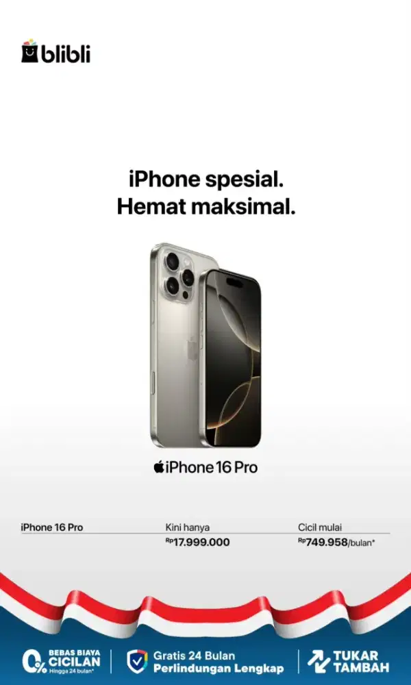 Iphone 16 pro 128GB garansi resmi blibli GDN
