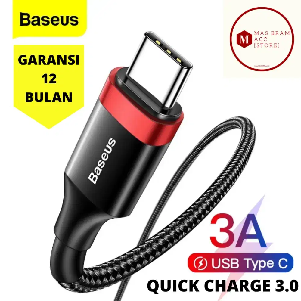 KABEL CAS BASEUS type C 3Ampere Quick Charge 1Meter & 2Meter