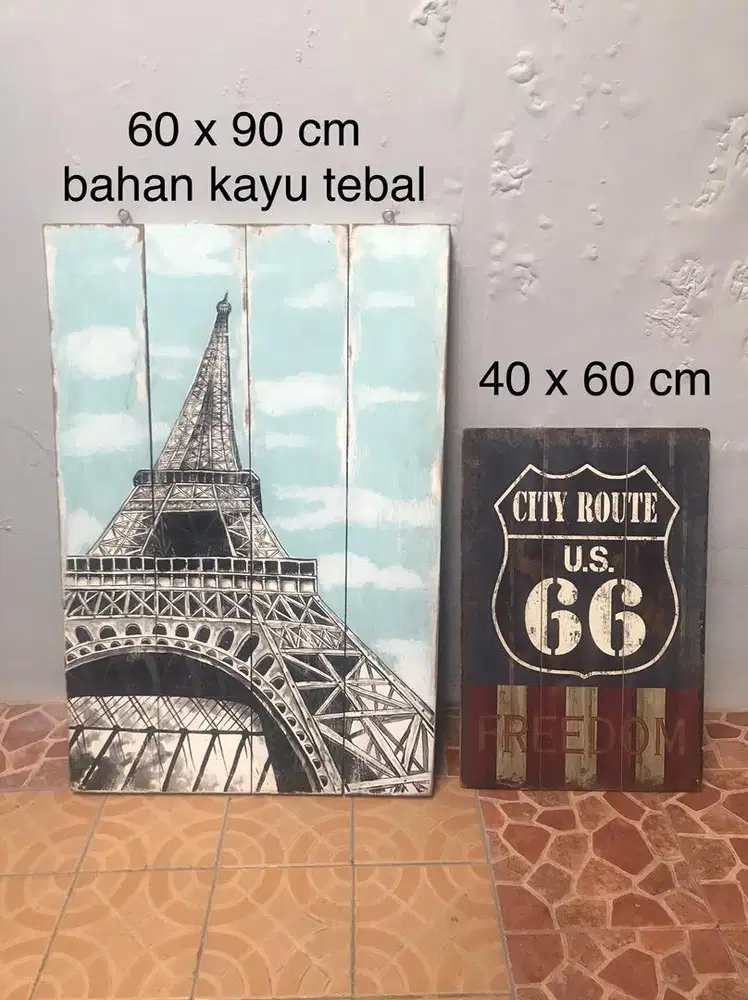 Pajangan dinding kayu estetik cafe kos ruangan