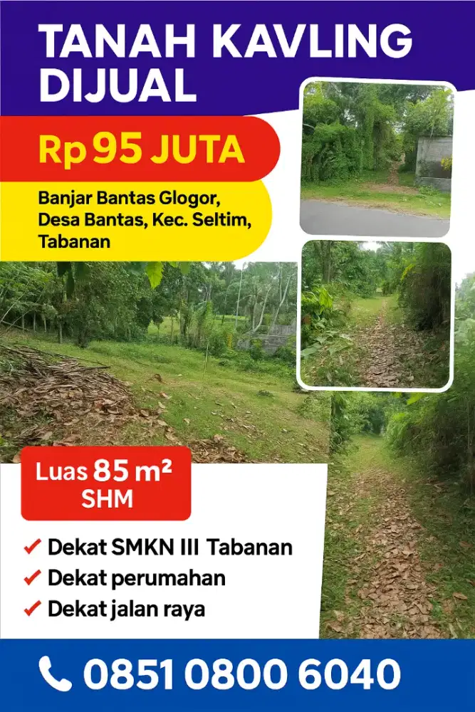 Tanah kavling SHM dekat SMKN III Tabanan