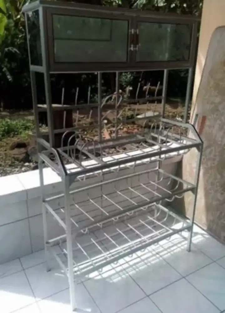Rak Piring Aluminium 3 Sap Box Atas 2 Pintu 100