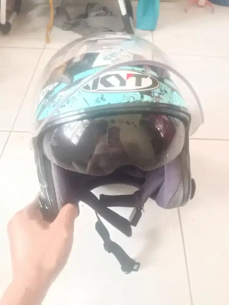 KYT galaxy blue Aqua dobel visor
