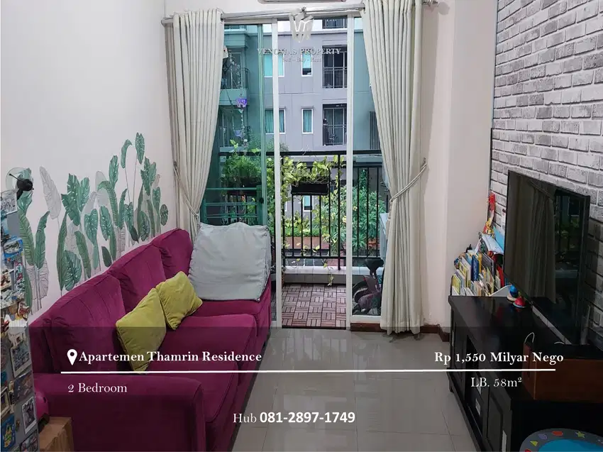 Dijual Apartment Thamrin Residence 2BR Furnished Lantai Rendah