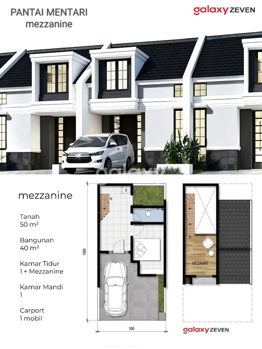 JUAL RUMAH BARU MINIMALIS 1 LANTAI & MEZZANINE PANTAI MENTARI