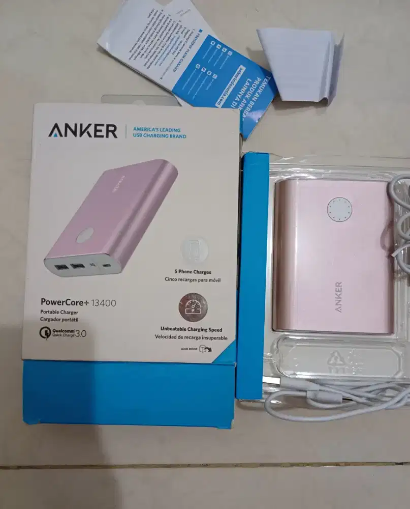 PowerBank ANKER 13400 mAh - Pink ( BEKAS SEPERTI BARU )