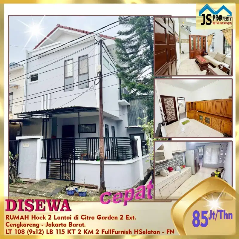DISEWAKAN RUMAH Hoek 2 Lantai di Citra Garden 2 Ext. Jakarta Barat