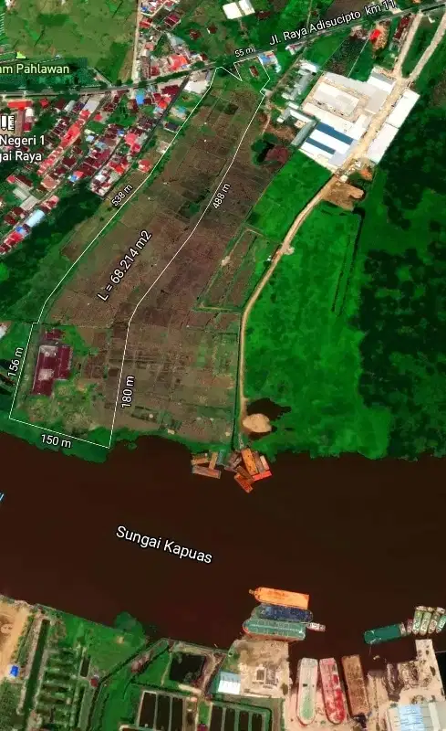 Tanah Adisucipto tepi jalan sampai sungai Kapuas