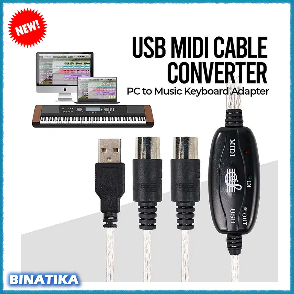 USB MIDI Cable Converter PC to Music Keyboard Adapter Cable - AY03