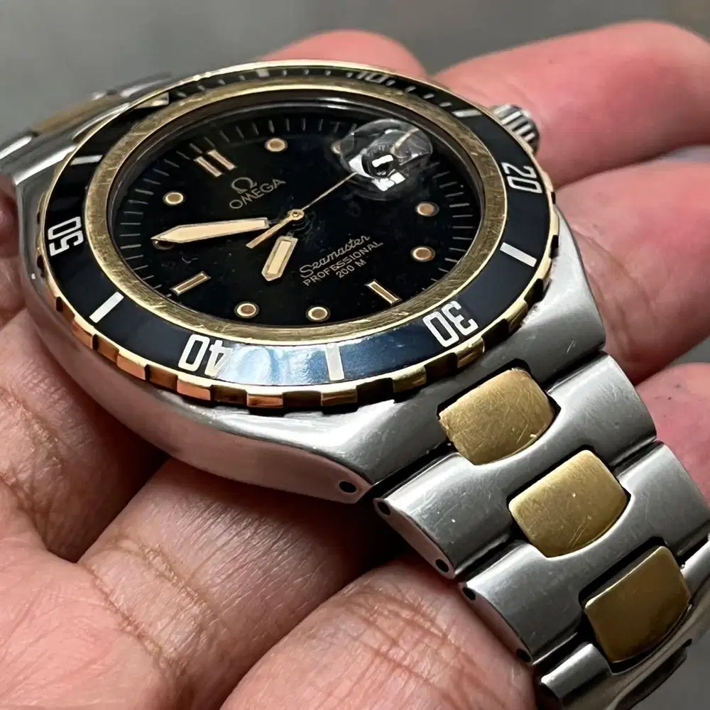 Omega seamaster 200 big size prebond solid gold bezel pre bond