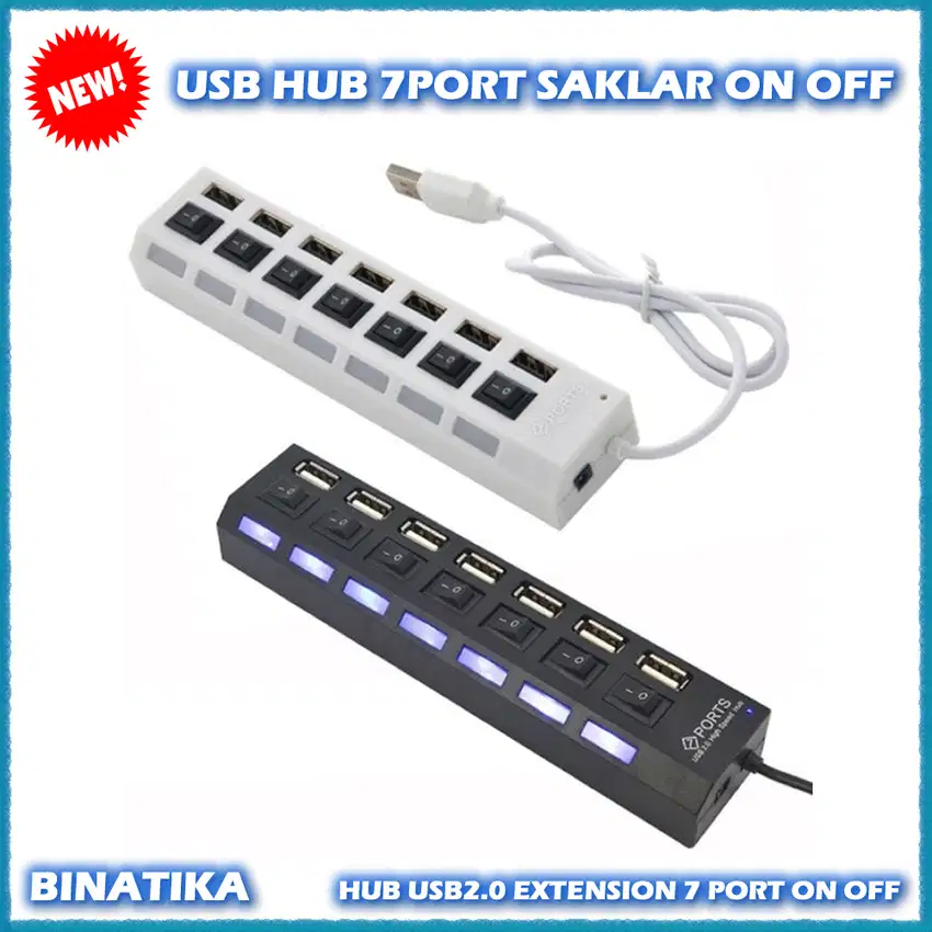 USB HUB 7 PORT SAKLAR ON OFF HUB USB 2.0 EXTENSION 7 PORT ON OFF