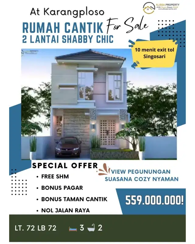 Miliki Sekarang Rumah Shabby Chic Karangploso Dekat Exit Tol Singosari