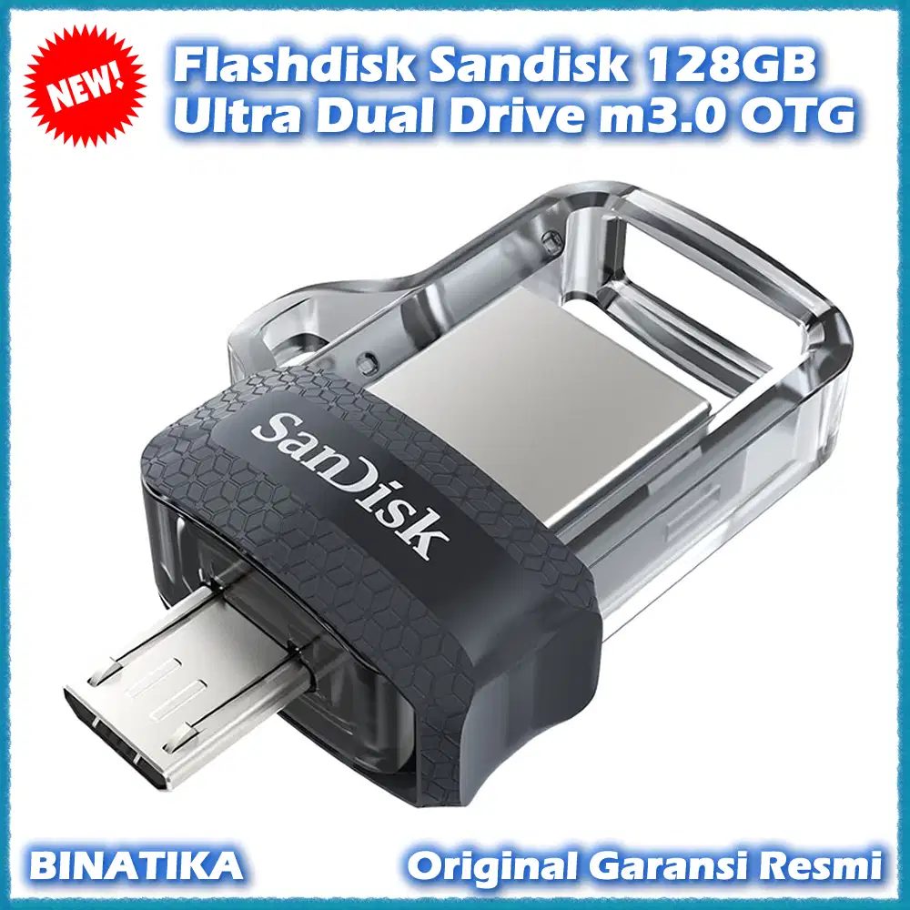 Original Flashdisk Sandisk OTG 128GB Dual USB Drive m3.0 Garansi Resmi