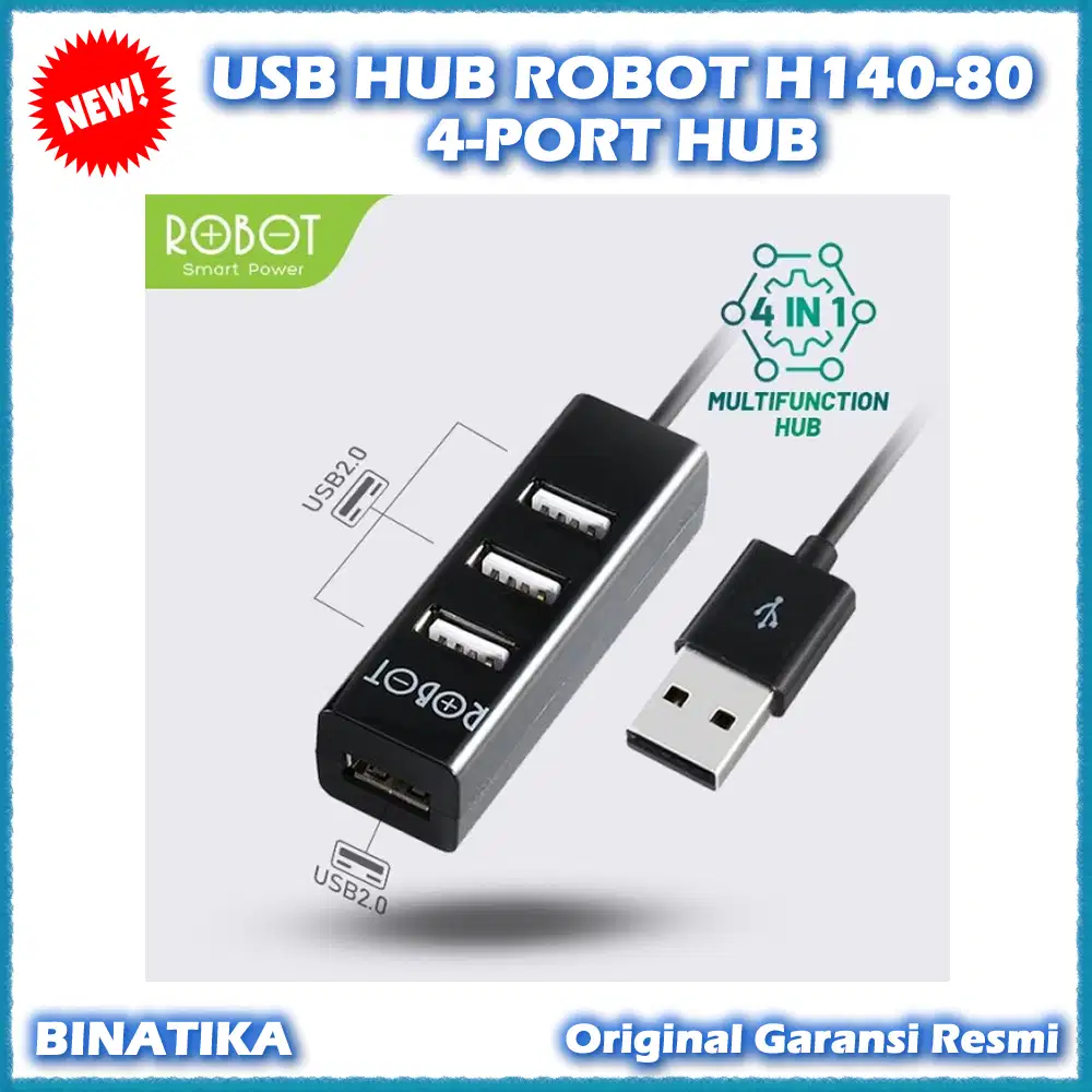 Original USB HUB ROBOT H140-80 4-PORT HUB Bergaransi Resmi