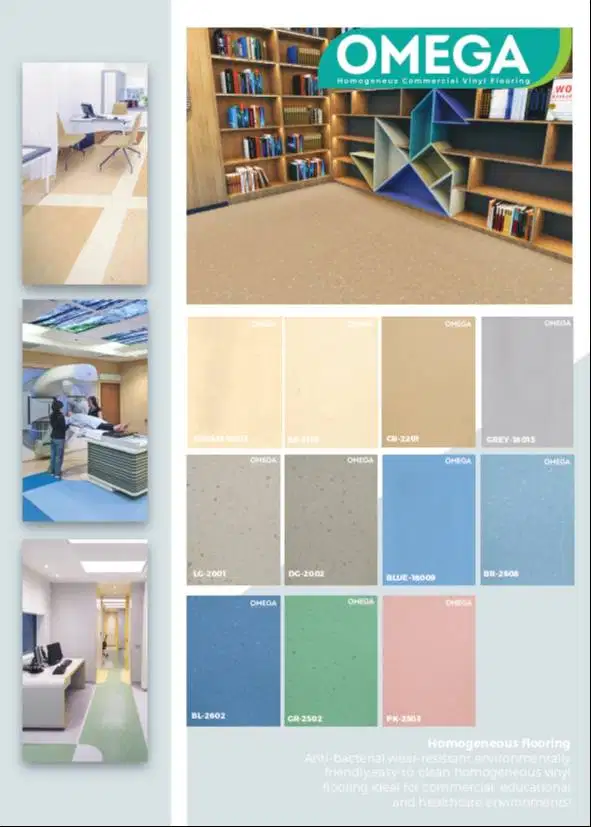 OMEGA Vinyl Roll Rumah Sakit Homogeneous Anti Bakteri Tebal 2mm