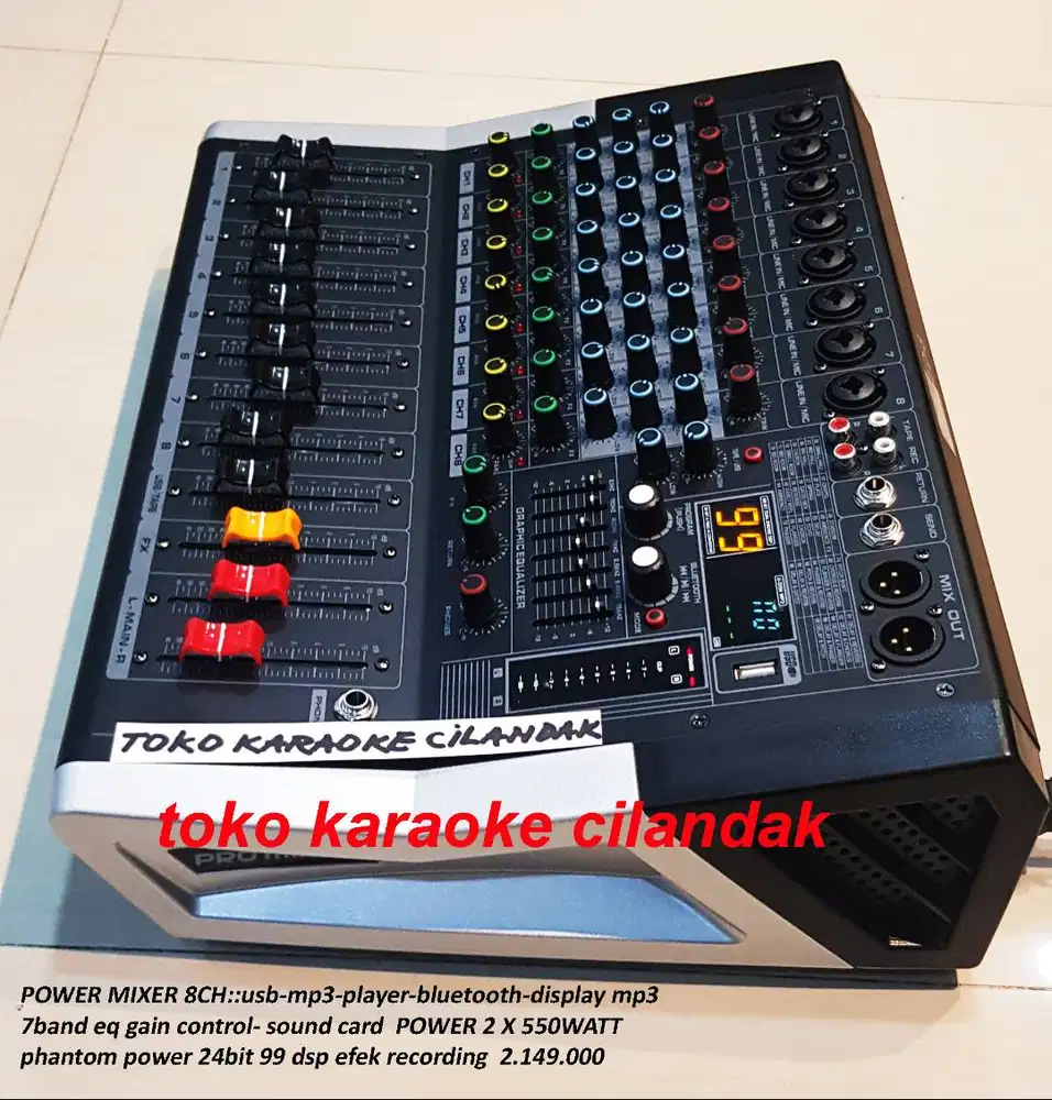 POWER MIXER 8CH: usb-mp3-player-bluetooth-display mp3 7band equaliser