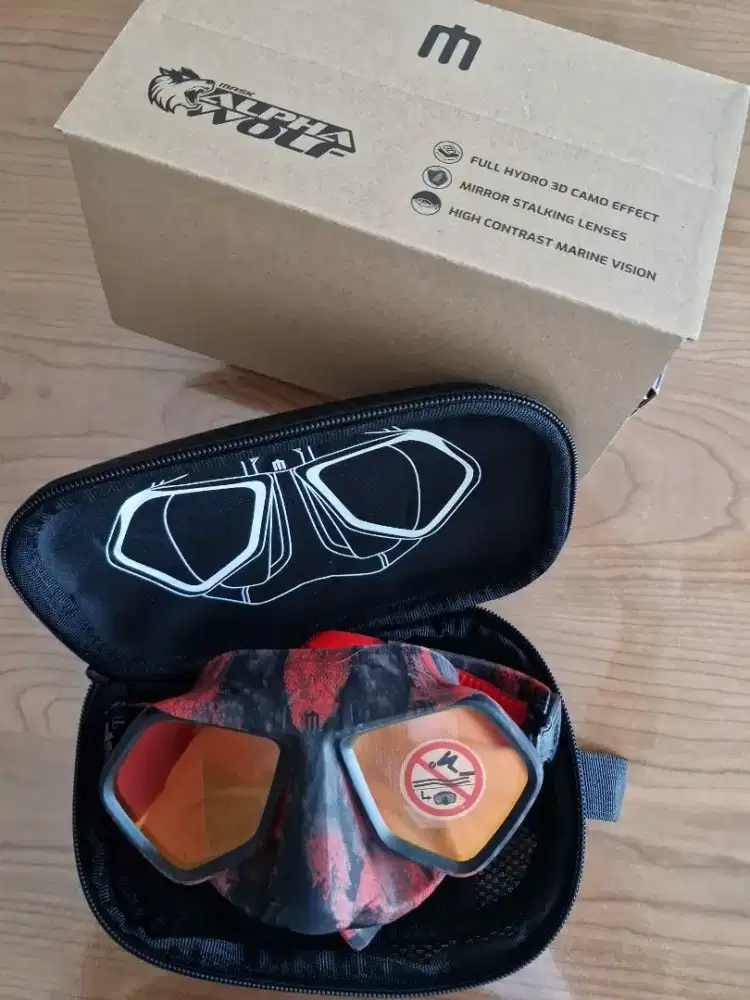 Omer Alpha Wolf red stone 3D selam scuba diving snorkeling mask